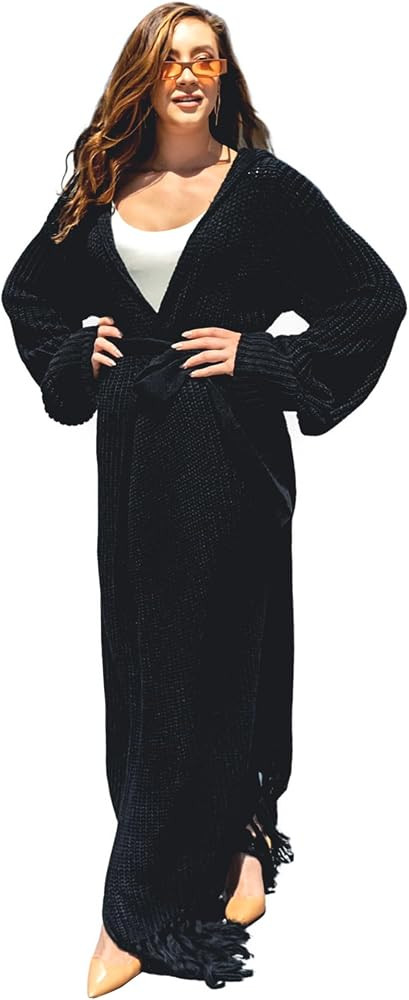BlaQ Vault Women's Floor Length Open Front Knit Cardigan Dress - Long Sleeve Maxi Dress - Cardiga... | Amazon (US)