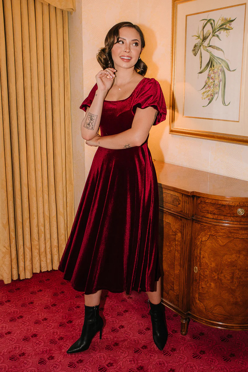 Cleo Dress in Wine | Ivy City Co