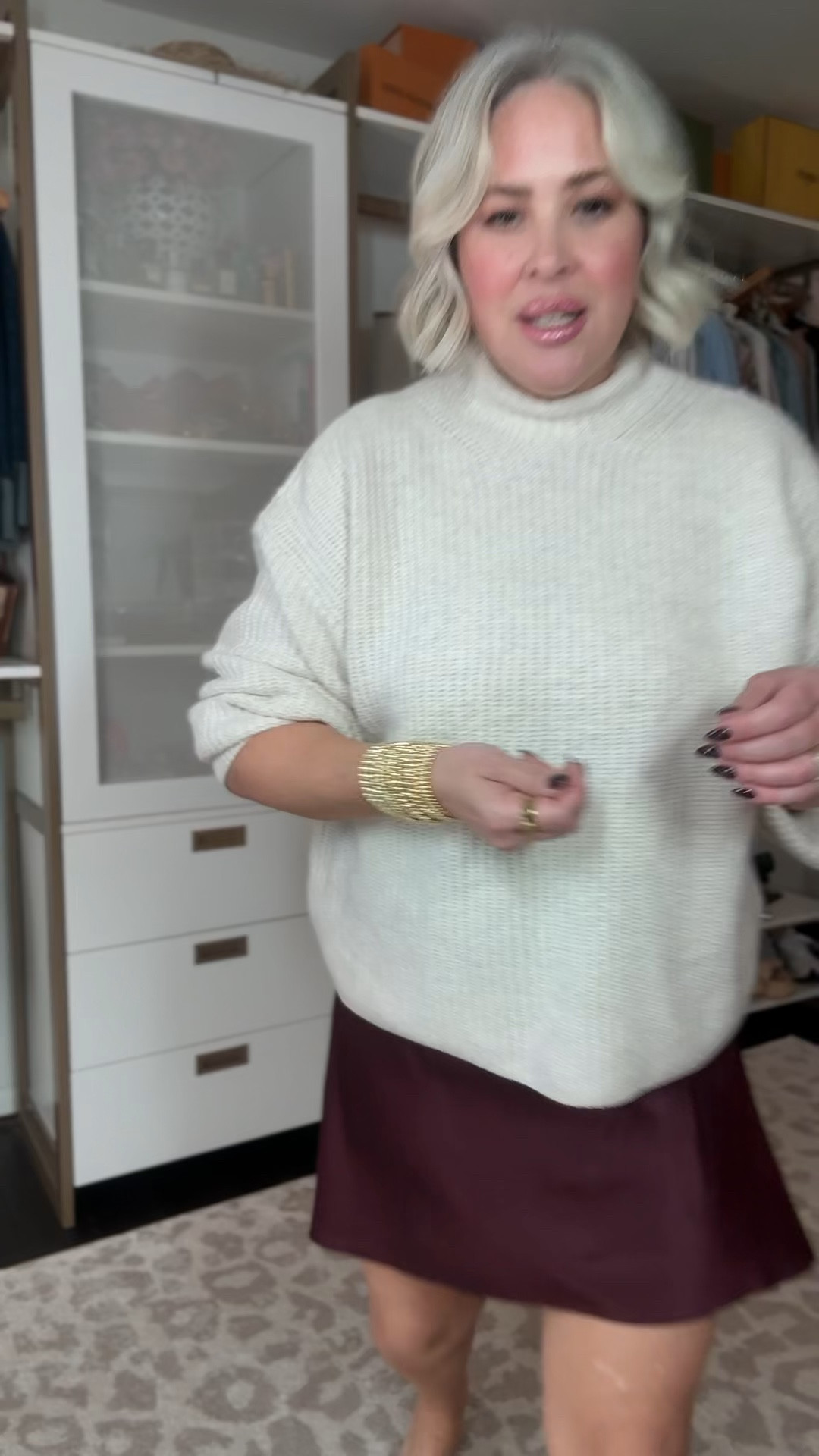 Styling this cropped oversized Old Navy cream sweater. Grab your true size. 
I’m loving this silk skirt which also comes in a longer length & elastic waistband. 

Fall outfits, casual outfits, ballet flats 🥿 

#LTKFindsUnder100 #LTKHoliday #LTKMidsize