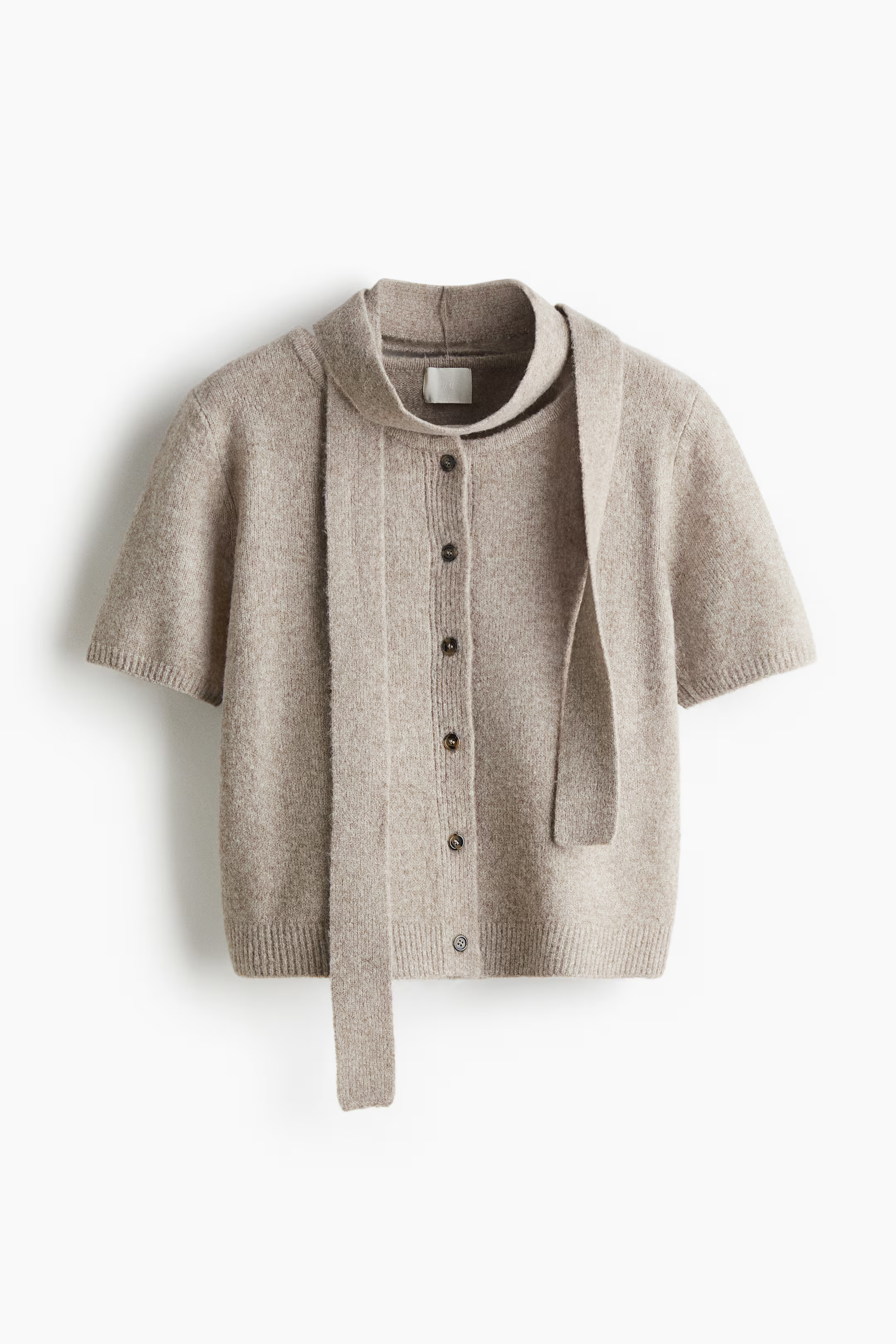 Scarf-detail cardigan - Beige marl - Ladies | H&M GB | H&M (UK, MY, IN, SG, PH, TW, HK)