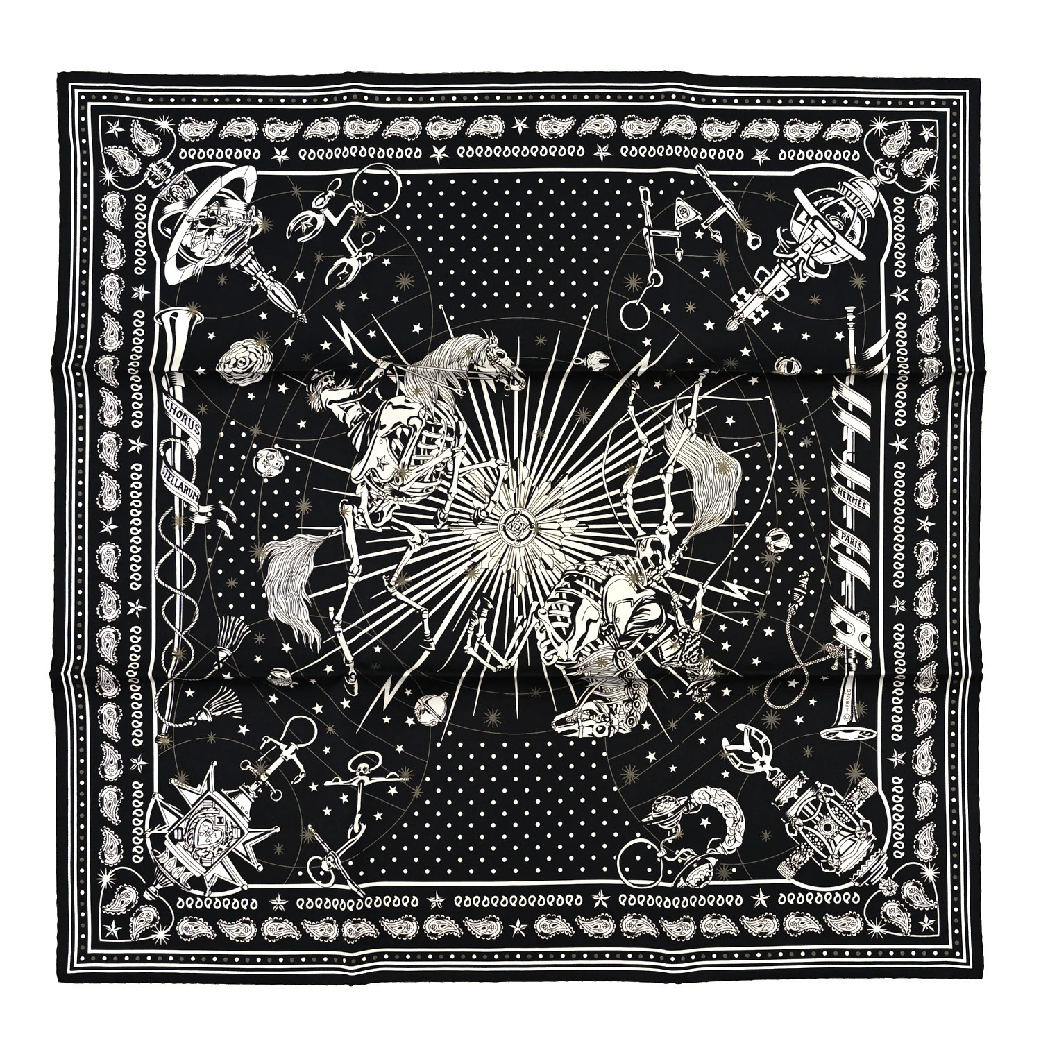 Silk Chorus Stellarum Bandana Scarf 55 Black White | FASHIONPHILE (US)