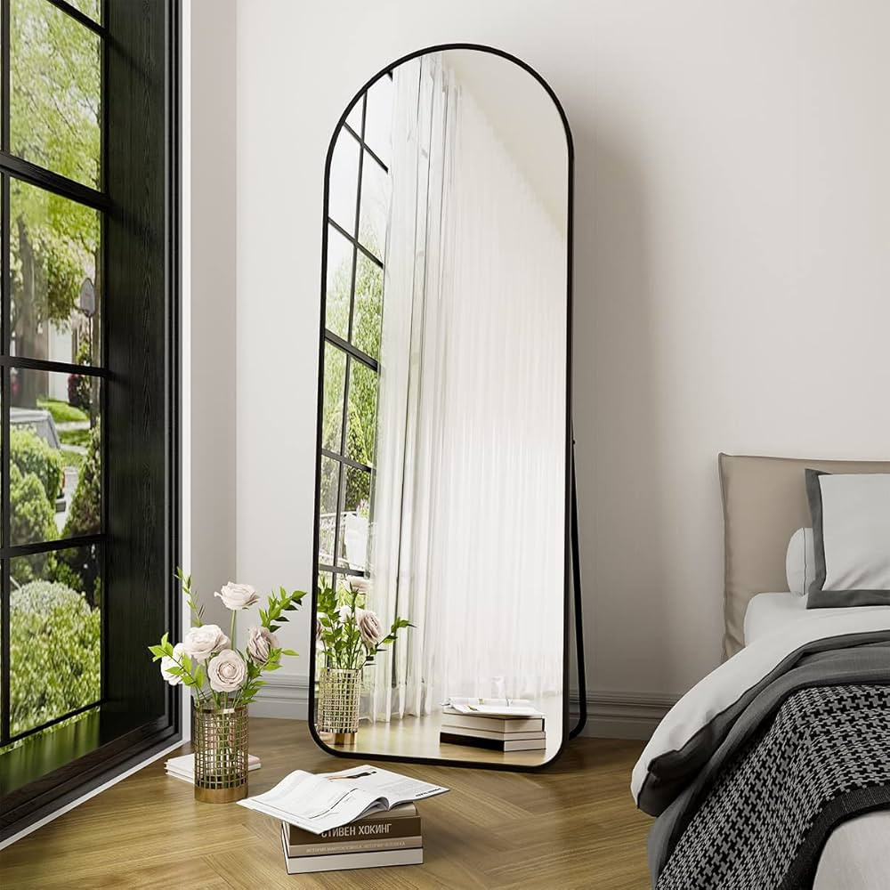 GLSLAND-21x64 inch Full Length Mirror-Aluminum Alloy Frame-Arch Mirror Full Length HD-Full Body M... | Amazon (US)