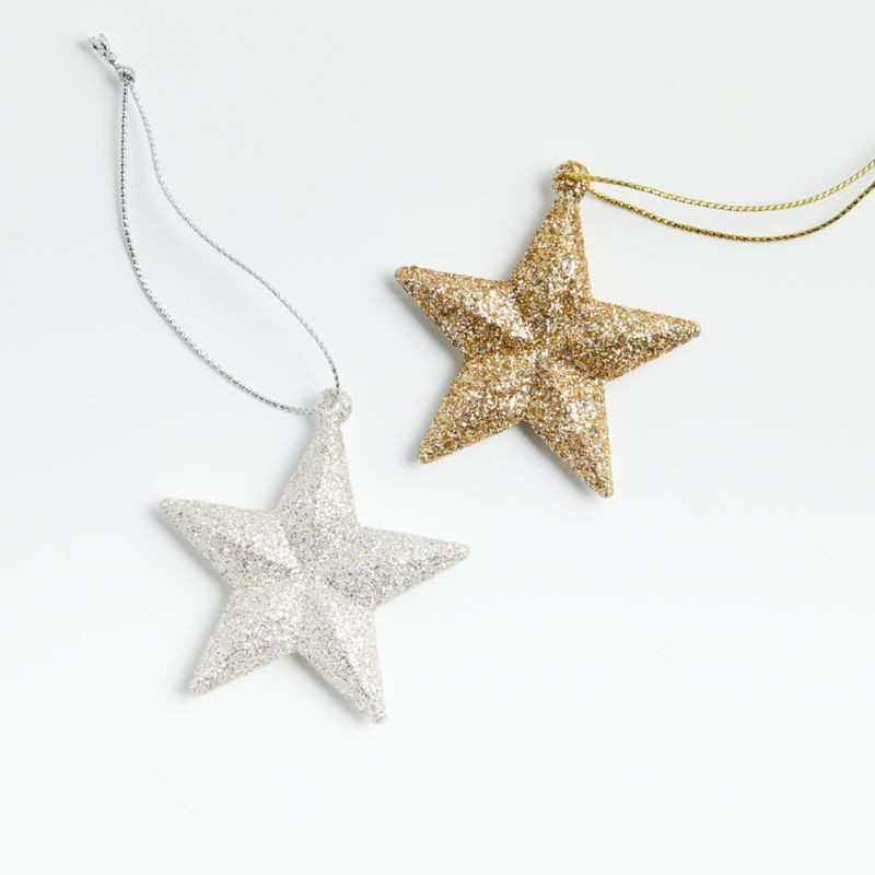 Glitter Star Christmas Tree Ornaments | Crate and Barrel | Crate & Barrel