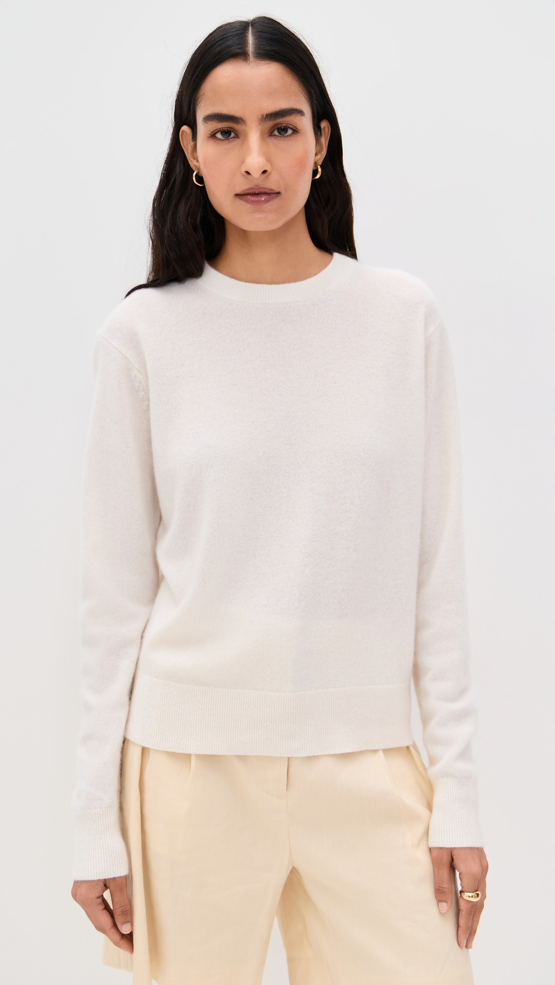White & Warren Cashmere Crew Pullover Soft White S | Shopbop