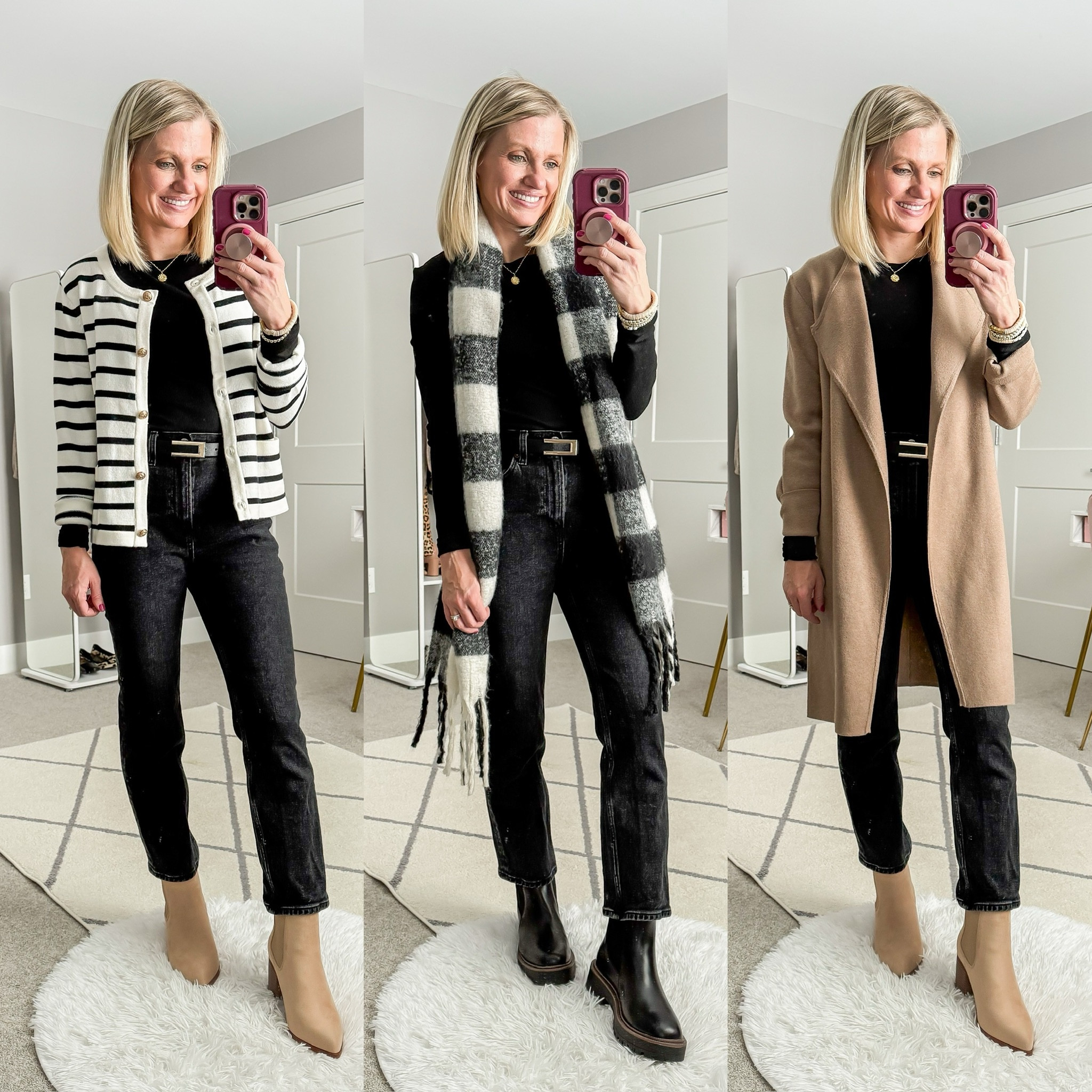 Winter mom capsule wardrobe outfits! More sizing and styling details can be found at thriftywifehappylife.com! 

#LTKStyleTip #LTKFindsUnder100 #LTKSeasonal