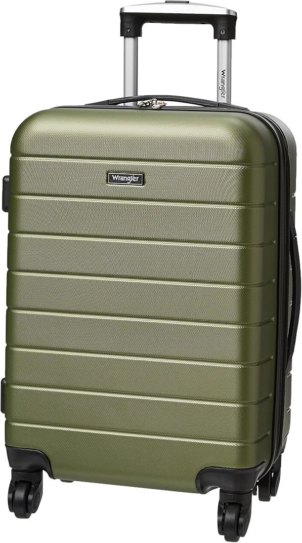 Wrangler Smart Luggage Set with Cup Holder and USB Port, Olive Green, 20-Inch Carry-On | Amazon (US)