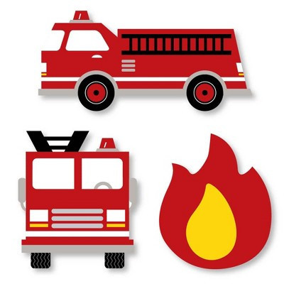 Big Dot of Happiness Fired Up Fire Truck - DIY Shaped Firefighter Firetruck Baby Shower or Birthday Party Cut-Outs - 24 Count | Target