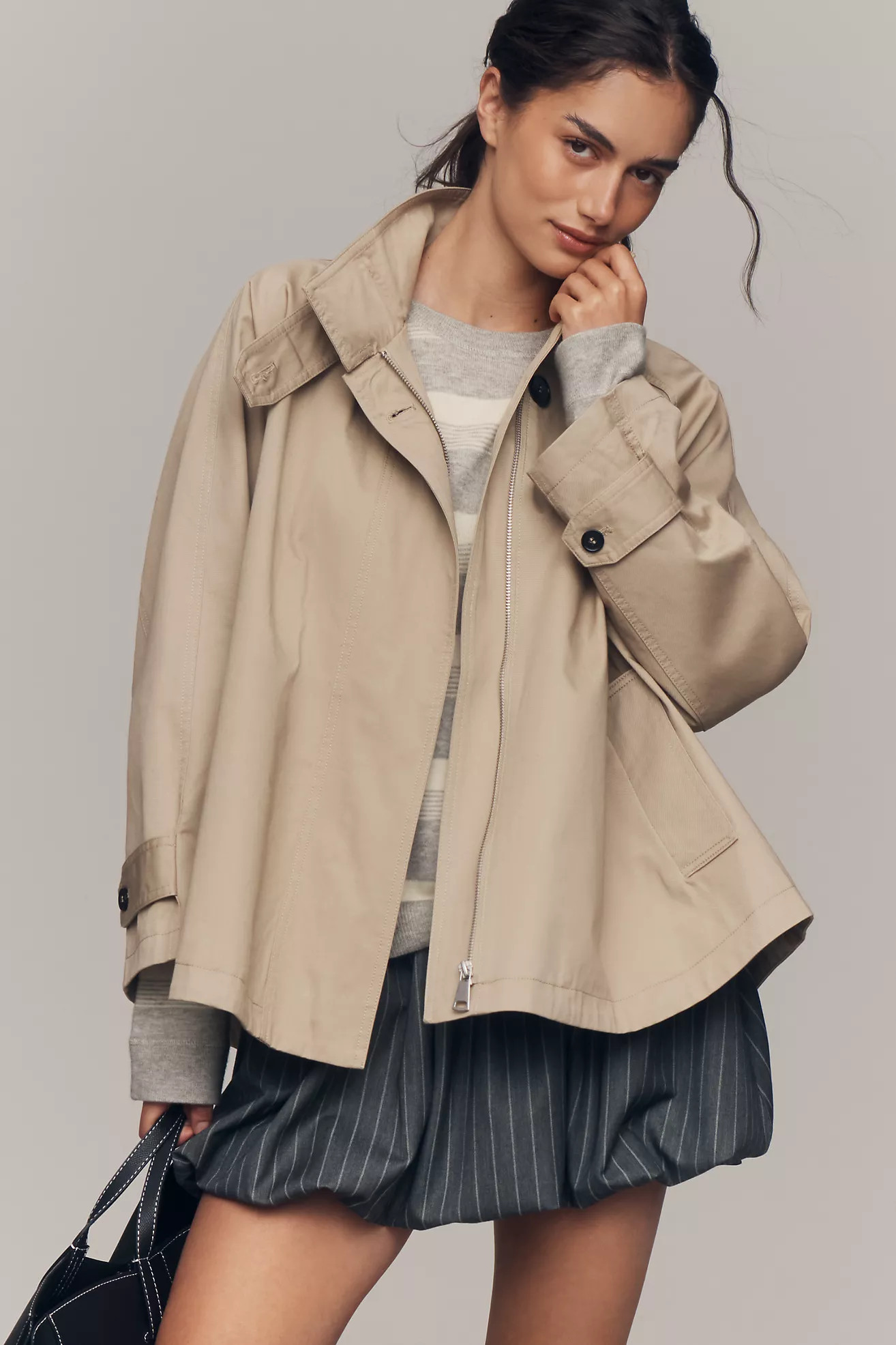 Maeve Swing Funnel-Neck Cape Jacket | Anthropologie (US)