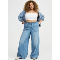High-Rise Wide-Leg Loose Jeans in Medium Blue-Denim | Torrid (US & Canada)