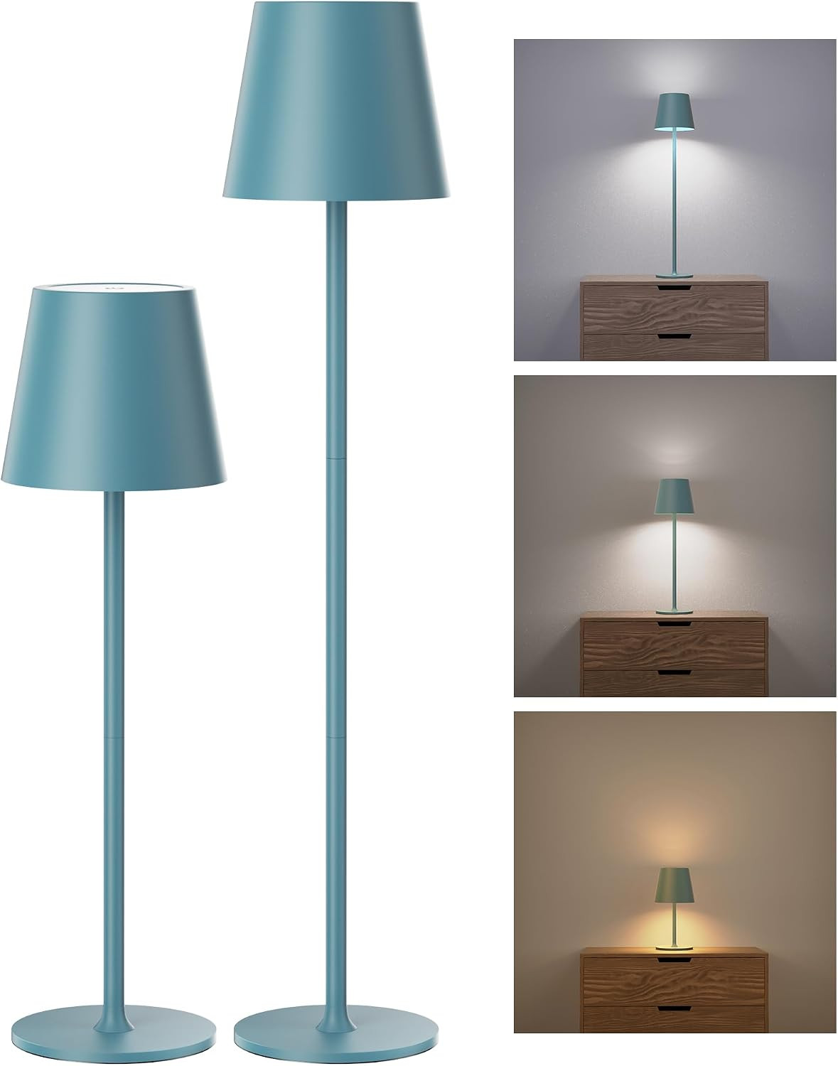 JACKYLED Cordless Table Lamps Rechargeable, 3 Adjustable Height, 5000 Capactiy Operated 3 Colors Smooth Dimming, Portab | Amazon (US)