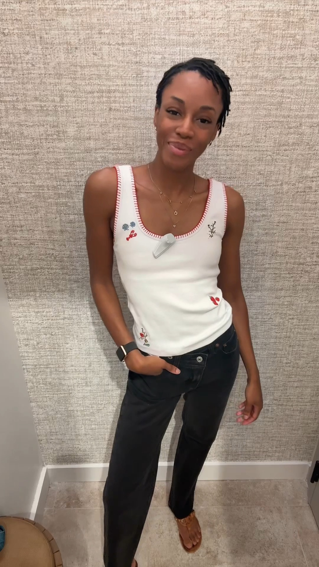 An outfit your can simply feel cute in 🐚🦞 @abercrombie 

Top has a built-in bra 
Jeans have an asymmetrical line (couldn’t find those ones but linked similar) 

#LTKTall #LTKSpringSale #LTKootd