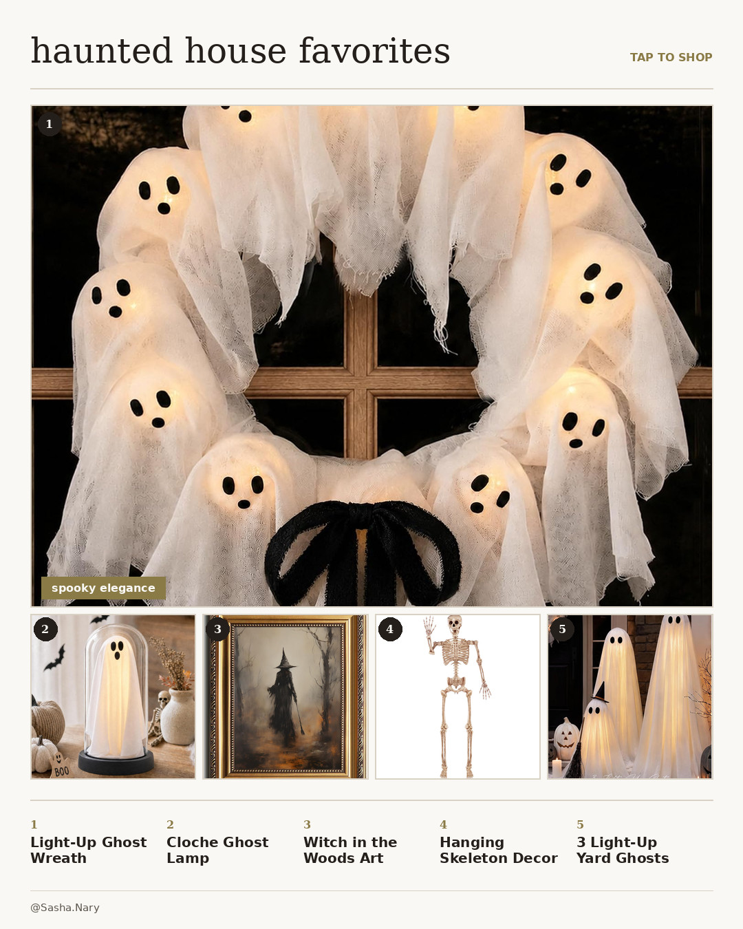 Transform your home into a spooky chic haven with these haunted house favorites! Add a touch of spooky elegance with a glowing light-up ghost wreath, an enchanting cloche ghost table lamp, moody witch-in-the-woods framed art, hanging skeleton decor, and glowing light-up yard ghosts for your porch or entry. Tap the image to shop all these viral Halloween home decor finds!

Disclaimer: This post contains affiliate links. If you make a purchase through these links, I may earn a small commission at no additional cost to you. 

 #LTKHome
