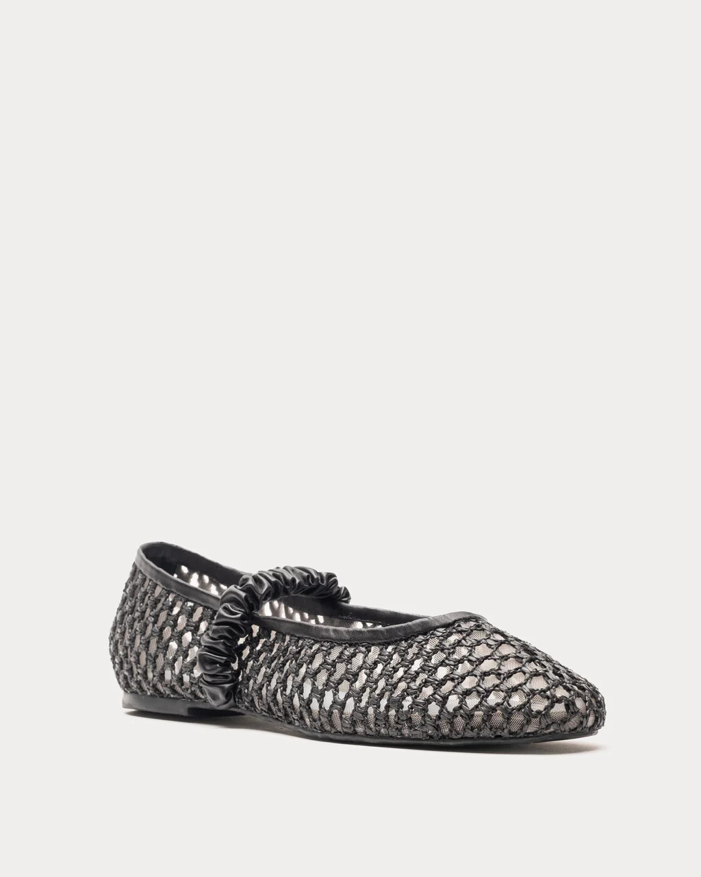 Ella Raffia Ballet Flat - Black | Frances Valentine