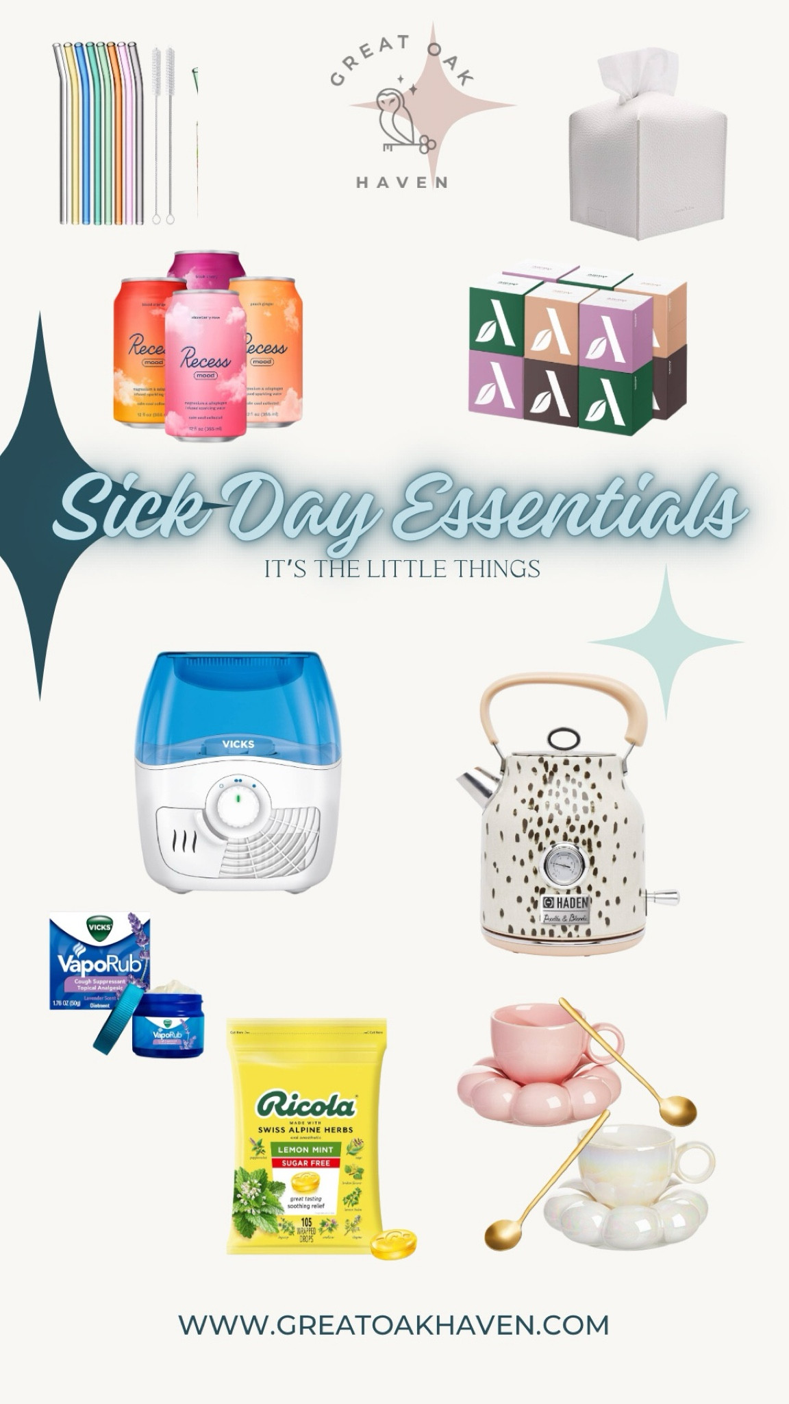 🫶Sick Day essentials that chase the germs away & boost your mood ✨

🤧Everything under $50 except the tea kettle 

🩵Tissue box cover comes it a bunch of great colors 

#LTKHome #LTKFamily #LTKFindsUnder50