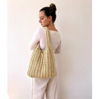 Everyday Bag, Summer Shoulder Beige French Market Tote Woven Handbag, Beach Bag, Crochet Shopping Bag | Etsy (US)