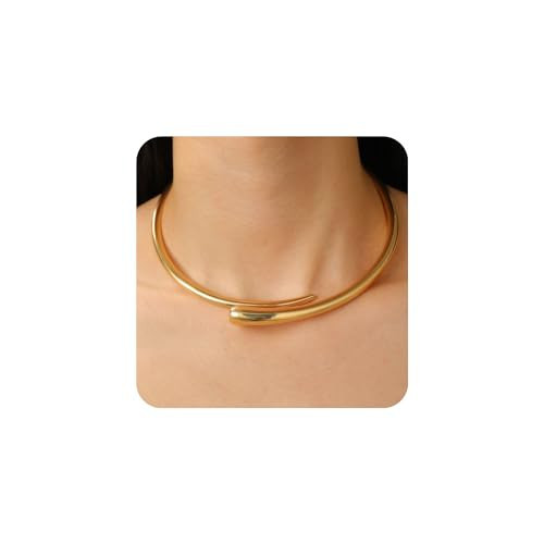 Moonffay Chunky Gold Necklace for Women Trendy Open Cuff Gold Collar Teardrop Thick Choker Gold Statement Necklace for Women | Amazon (US)