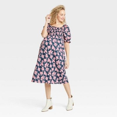 The Nines by HATCH™ Elbow Sleeve Cotton Maternity Dress Floral | Target