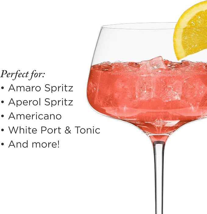 Viski Raye Angled Stemmed Amaro & Aperol Spritz Glasses Set of 2 - Premium Crystal Clear Cocktail... | Amazon (US)