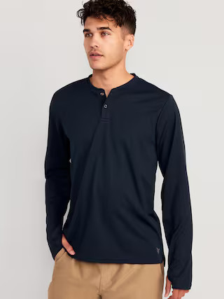 Long-Sleeve Thermal-Knit Performance Henley for Men | Old Navy (US)