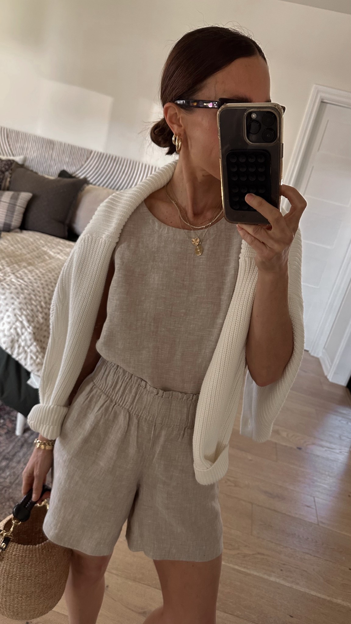 Oatmeal linen set for a chic and minimal spring break 
Top runs big, I would size down
Shorts are true to size 

#LTKPetite #LTKOver40