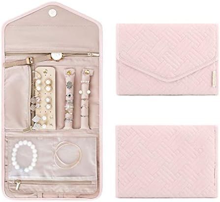 BAGSMART Travel Jewelry Organizer Case Foldable Jewelry Roll for Journey-Rings, Necklaces, Bracel... | Amazon (US)