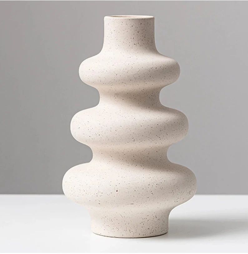 Nordic Style Organic Shape Speckled White Vase  White Donut | Etsy | Etsy (US)