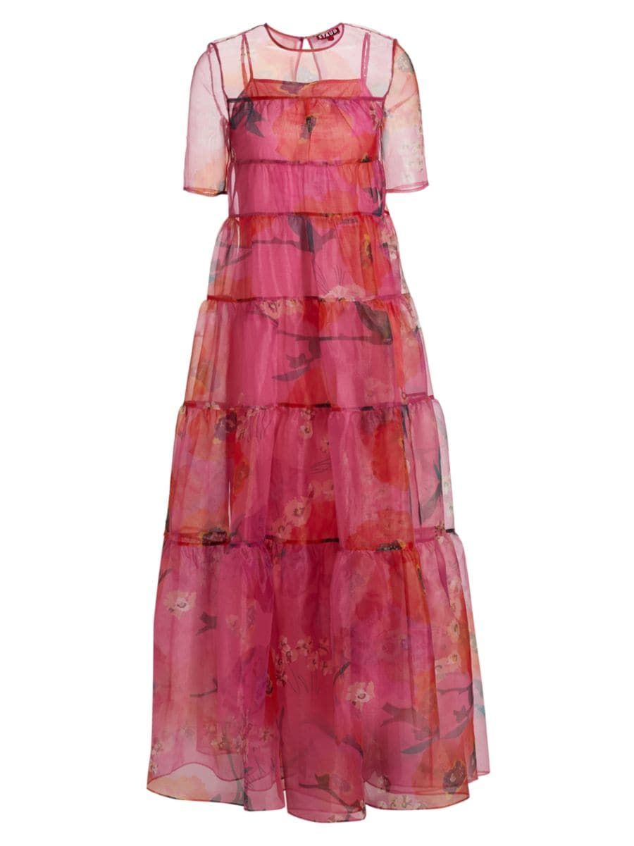 STAUD Hyacinth Floral Tiered Dress | Saks Fifth Avenue