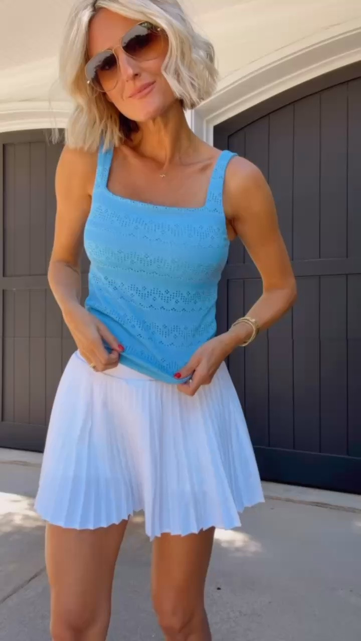 The eyelet detail of this active tank is so unique! I love how elevated it feels while still being comfortable. So good with this white pleated skirt! Both pieces are 40% off today!

#LTKActive #LTKSaleAlert #LTKSeasonal