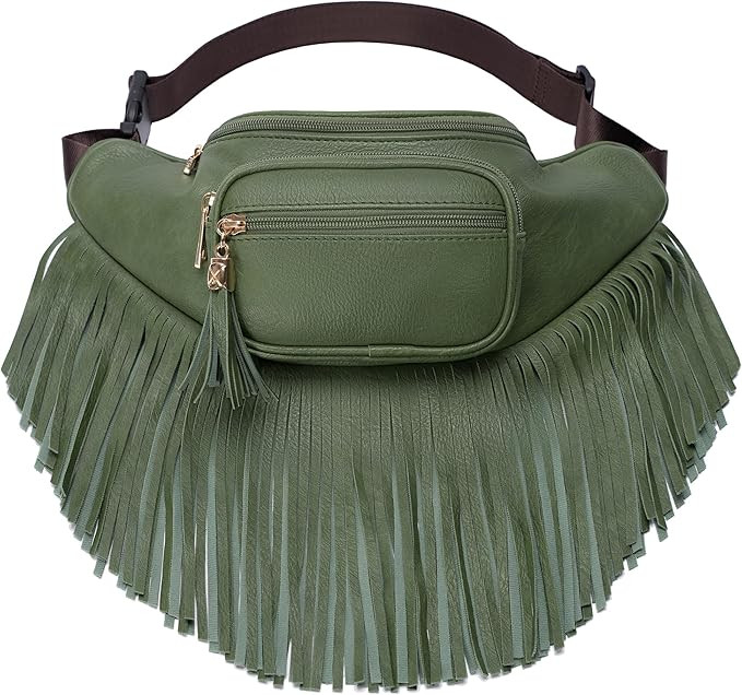 Solene Fringe Waist bag for women with Multi Zipper Pockets | Amazon (US)