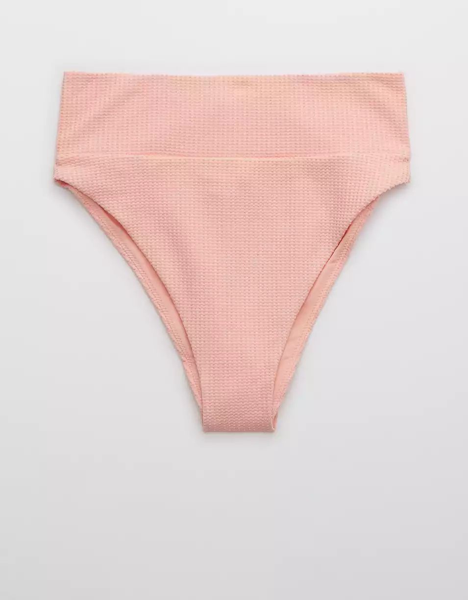 Aerie Waffle High Cut Cheeky Bikini Bottom | American Eagle Outfitters (US & CA)