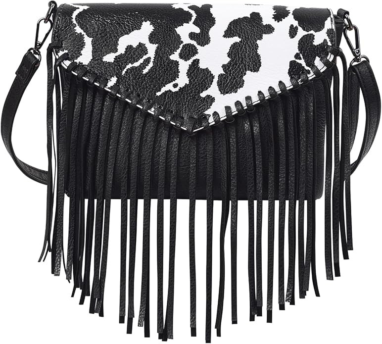 HDE Women's PU Leather Hobo Fringe Crossbody Tassel Purse Vintage Small Handbag | Amazon (US)