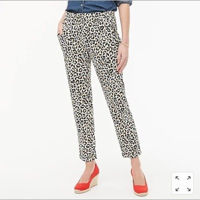J. Crew Leopard Print Linen-Cotton Side Pocket Cropped Pants Size 12  | eBay | eBay US