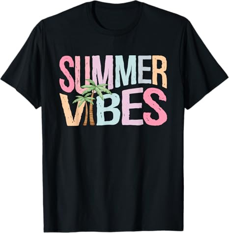 Sunset Beach Palms Summer Vibes Retro Tropical Summer T-Shirt | Amazon (US)