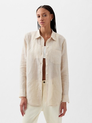 100% Linen Boyfriend Shirt | Gap (CA)