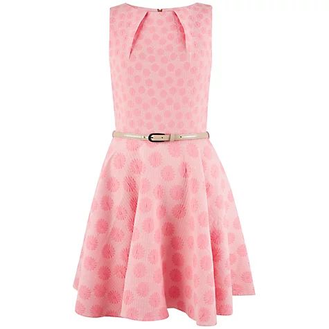 Closet Daisy Belted Skater Dress, Pink | John Lewis UK