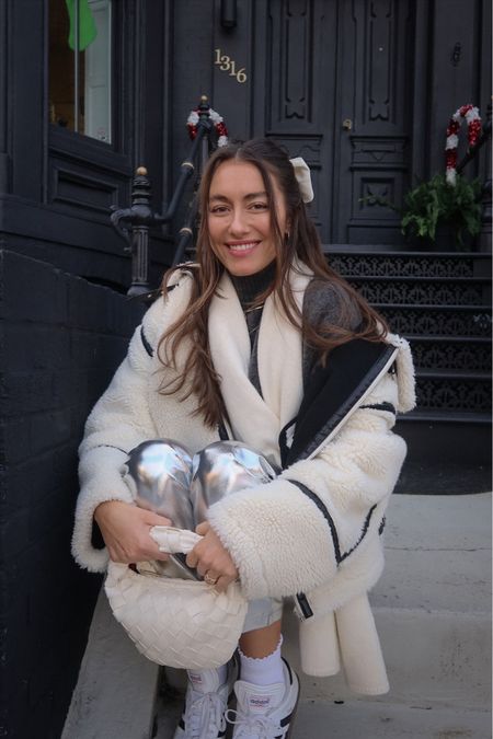 Everyday elevated outfit, how to style silver pants, how to style Sherpa jacket, how to style sambas for winter  

#LTKSeasonal #LTKHoliday #LTKfindsunder100