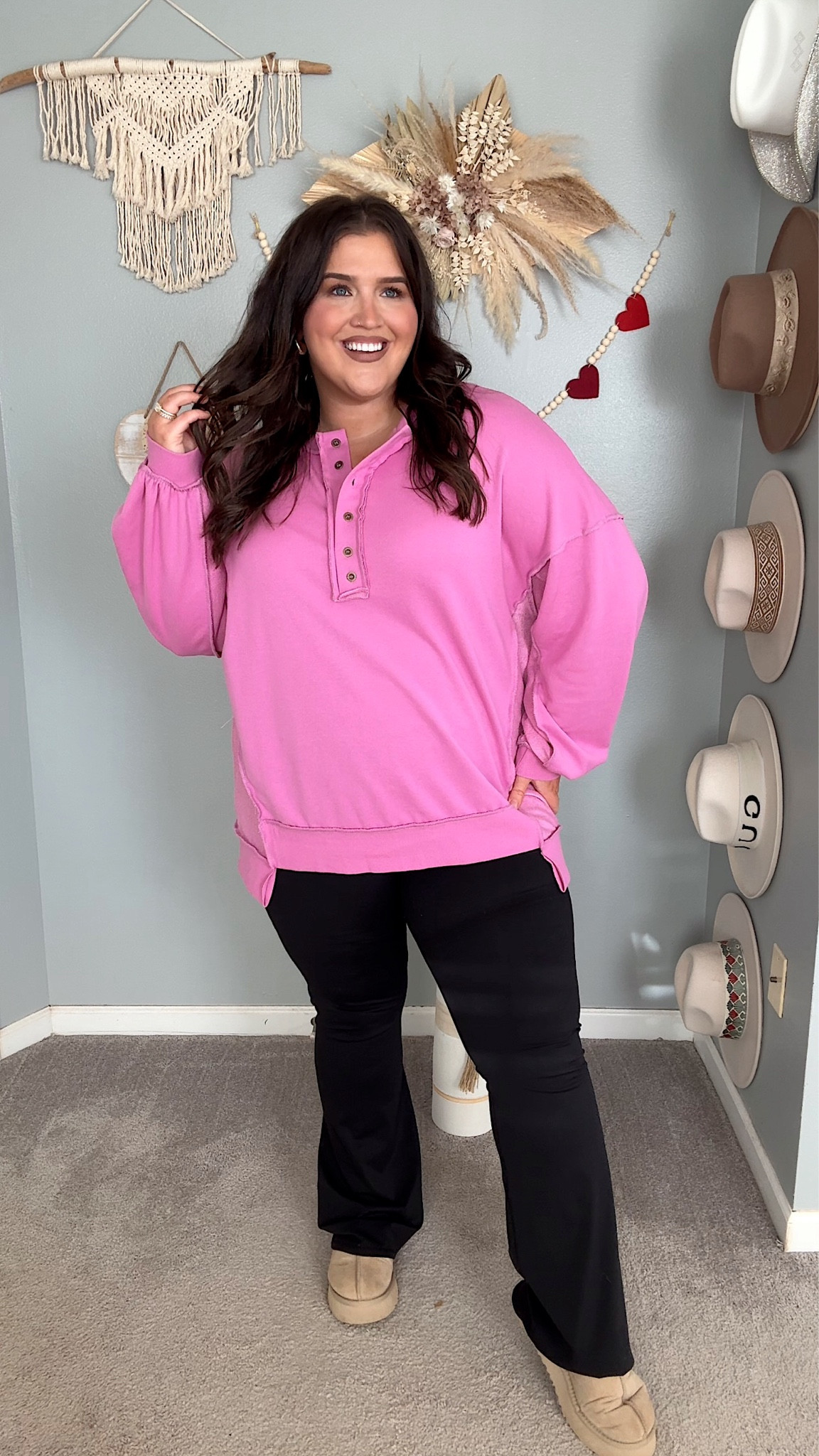 Cozy casual pink pullover tunic sweater 💖 Easy and comfy Valentine’s Day OOTD 
Size XXL in both

#LTKStyleTip #LTKPlusSize #LTKFindsUnder50