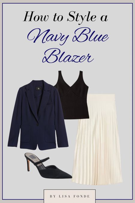 Navy blue blazer outfit idea for spring/summerr