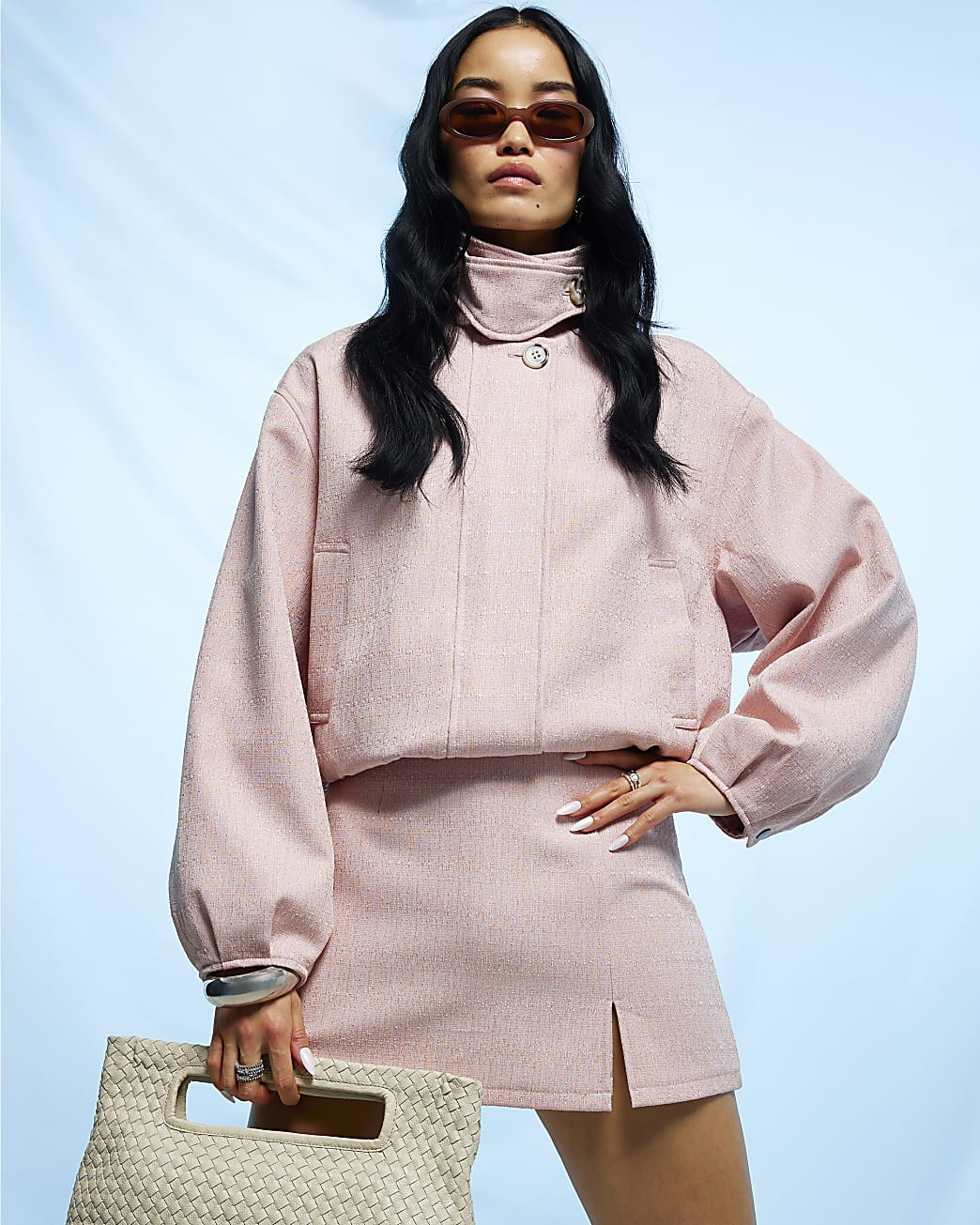 Pink Textured Front Split Skort | River Island UK & IE