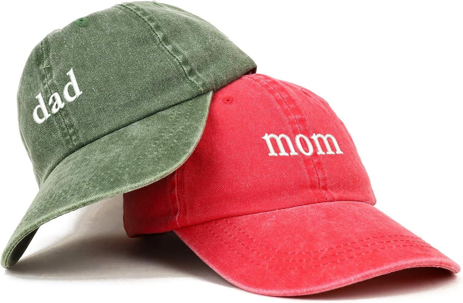 Trendy Apparel Shop Mom and Dad Pigment Dyed Couple 2 Pc Cap Set | Amazon (US)