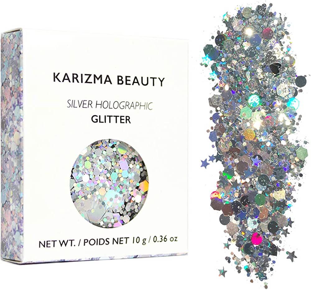 KARIZMA Holographic Silver Body Glitter. 10g Glitter for Chunky Face , Hair, Eye and Body for Wom... | Amazon (US)