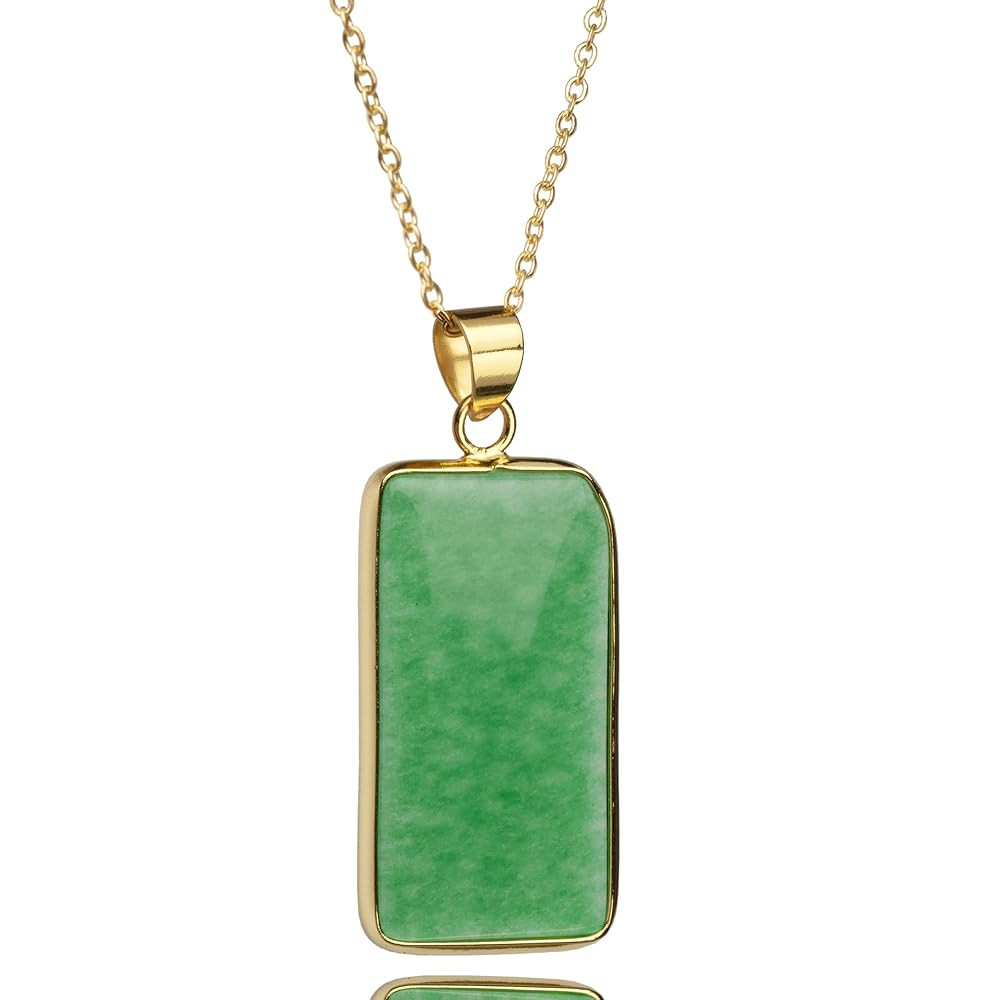 Crystal Force Green Jade Pendant Necklaces for Women & Men, Gold Plated 925 Sterling Silver Jade ... | Amazon (US)