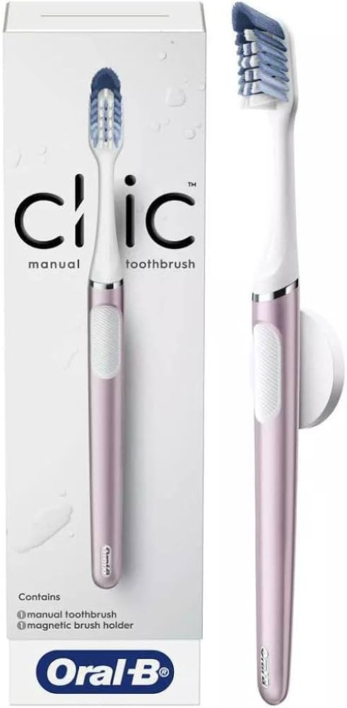 Oral-B Clic Manual Toothbrush, Rose Quartz, with Magnetic Toothbrush Holder - 1 Count | Amazon (US)
