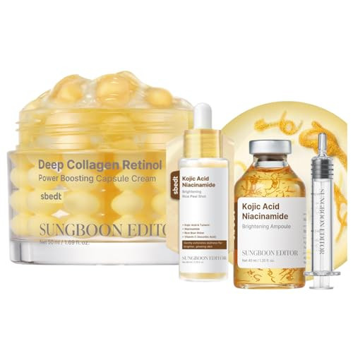SUNGBOON EDITOR Kojic Acid Niacinamide Brightening Ampoule | Kojic Acid Peel Shot Serum | Deep Collagen Retinol Capsule Cream | Gifts for women | Amazon (US)