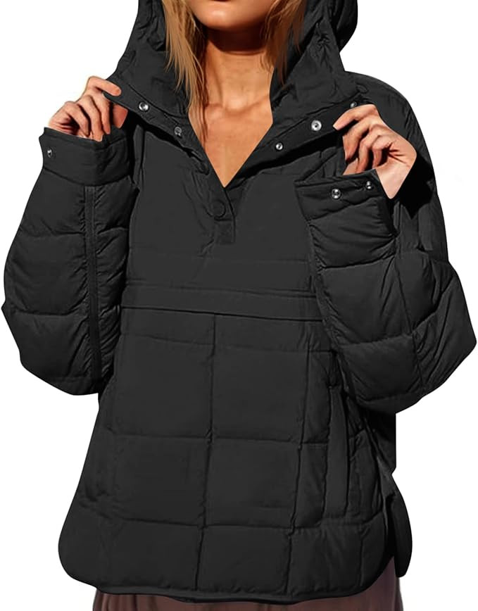 Fazortev Womens Oversized Puffer Jacket Quilted Dolman Hoodies Pullover Long Sleeve Lightweight W... | Amazon (US)