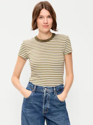 Snug Crew-Neck Ribbed T-Shirt | Old Navy (US)