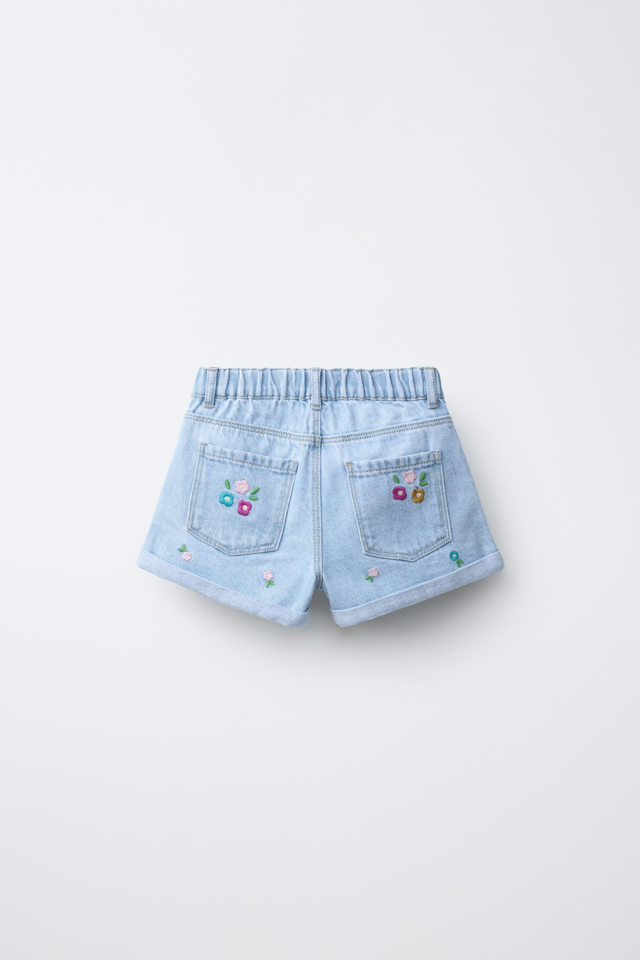 EMBROIDERED FLORAL DENIM SHORTS | Zara US