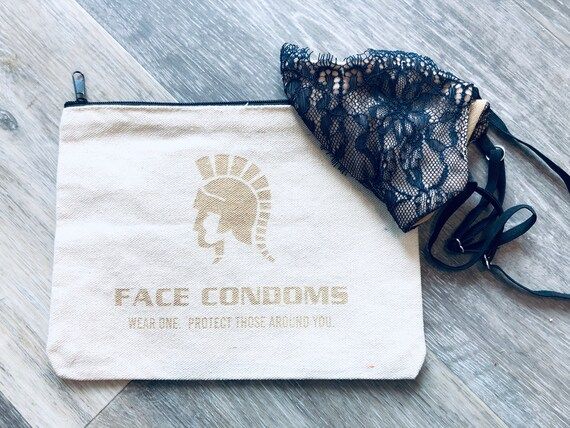 Face Condom Funny Face Mask Laser Engraved Zippered Canvas Bag - Makeup Toiletry Purse and Car Or... | Etsy (US)