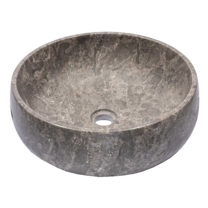 EB_S049GM-P Gray/Brown Stone Circular Vessel Bathroom Sink | Wayfair North America