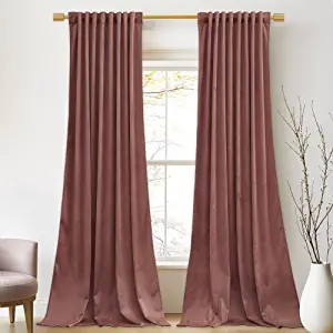 Amazon.com: StangH Mauve Velvet Curtains 96 inches Long - Wild Rose Pink Room Darkening Bedroom C... | Amazon (US)